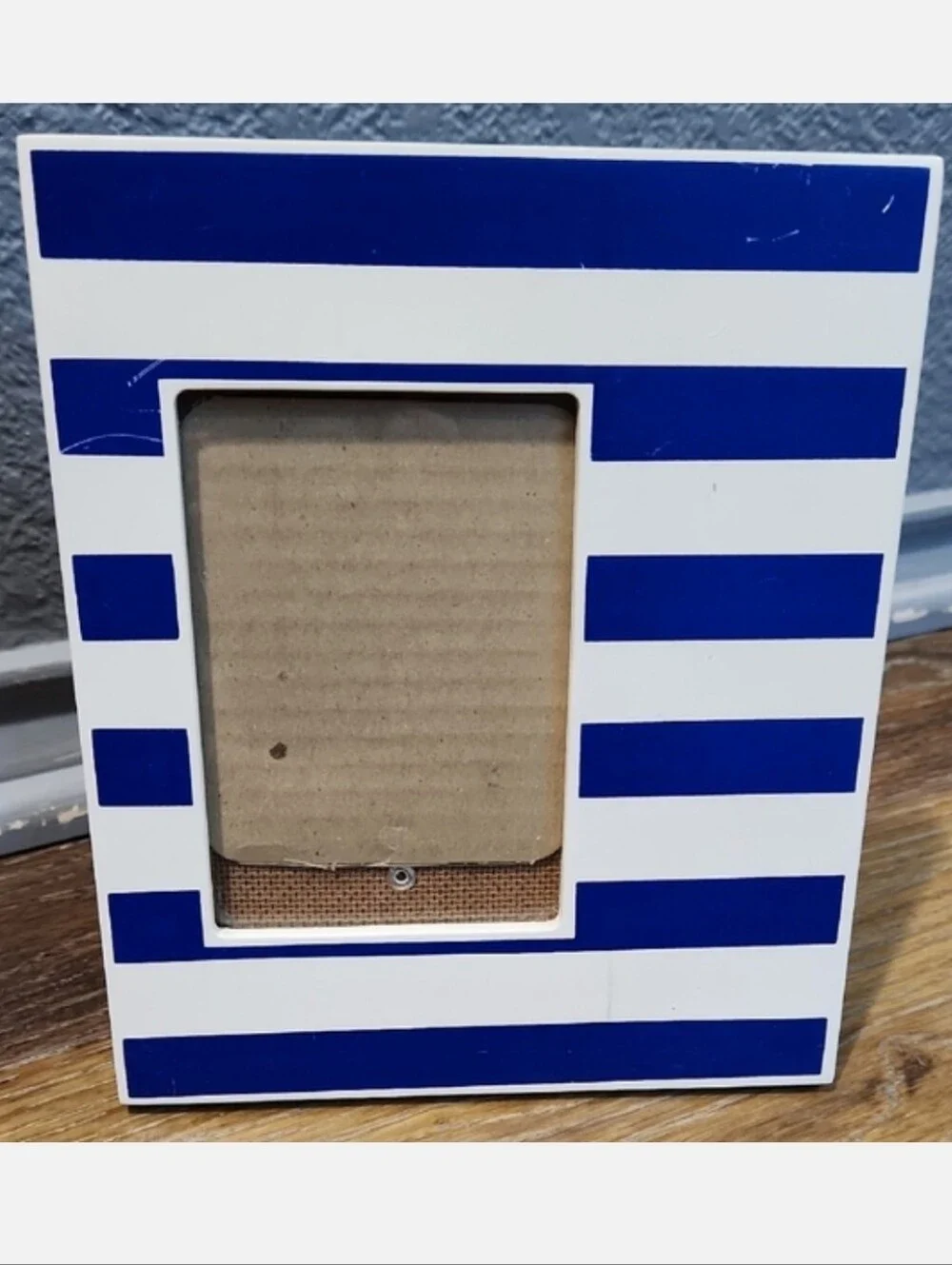 Blue White Striped Photo Frame